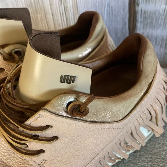 Esse ut Esse Fringe Nude Leather Sneakers Size 37 Made in Italy - Picture 3 of 11